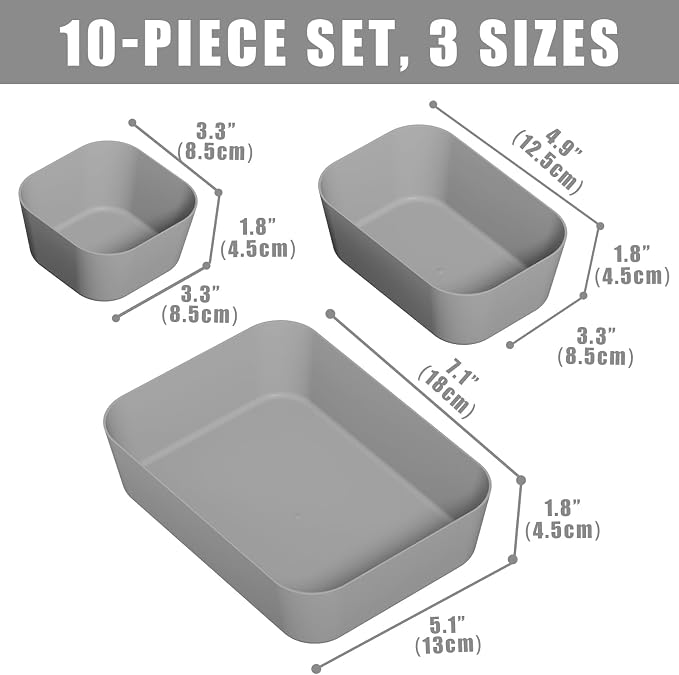 Drawer Organizers Bins 10 PCS for Bathroom Makeup Desk Office | - Image 2