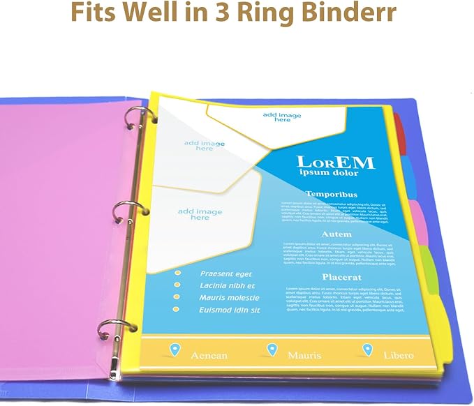5 Tabs Plastic Dividers with Clear Front Pocket - Image 3