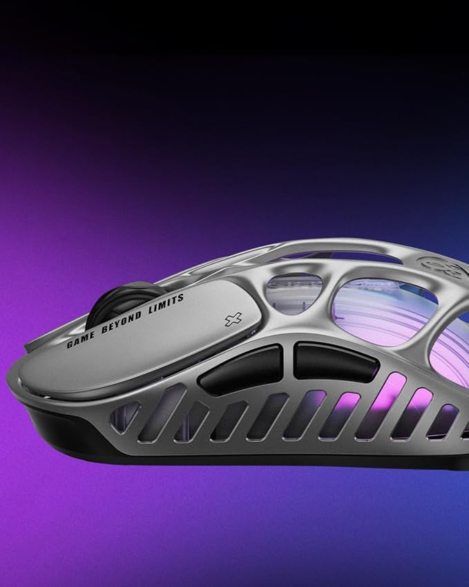GravaStar Mercury X Wireless Gaming Mouse – 32,000 DPI PAW 3950 Sensor, 1000Hz Polling Rate, Only 49g, Magnesium Alloy Hollow Frame, RGB Lighting, 5 Programmable Buttons-DeskLoop Office