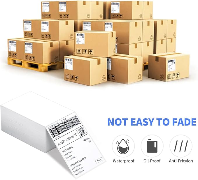 4" x 6" Fanfold Direct Thermal Labels, 8000 Total 8 Stacks, Elton Printers - Image 2