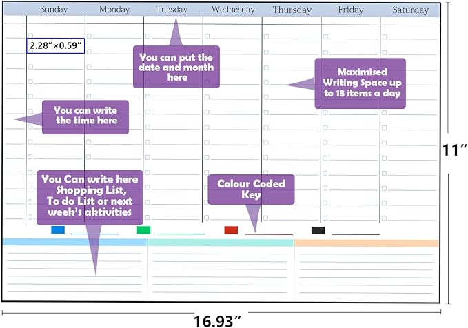POPRUN Magnetic Weekly Dry Erase Board Calendar - Image 2