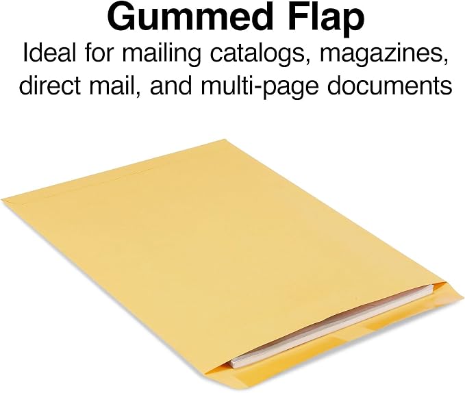 Staples 11.5 x 14.5 Brown Gummed Catalog Envelopes, Heavyweight Open‑End - Image 2