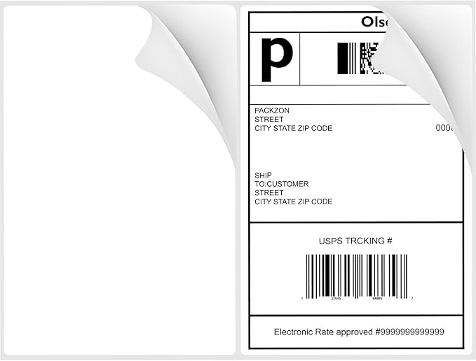 8-1/2"×5-1/2" shipping labels 100 labels sticker paper for Laser/Ink Jet Printer mailing labels 8.5"×11" white 2 per sheet-DeskLoop Office