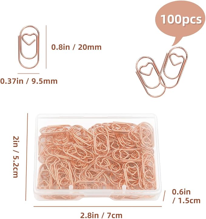 100 Pcs Love Heart Shaped Paper Clips, 0.78inch Cute Mini Paperclips - Image 3