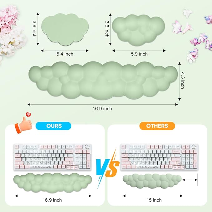JIKIOU Upgrade Leather Cloud Keyboard Wrist Rest, Cloud Wrist Rest - Image 3