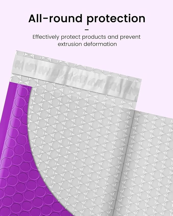 GSSUSA Purple Bubble Mailers 8.5X12 Inches 500 Pack, Padded Poly Bubble Mailer - Image 6