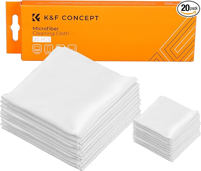 K&F Concept 20 Pack Microfiber Cleaning Cloths, 6x6in Glasses Cleaning Cloths, Premium Camera Lens Cloth for Photography, Glasses, Screens & More-DeskLoop Office