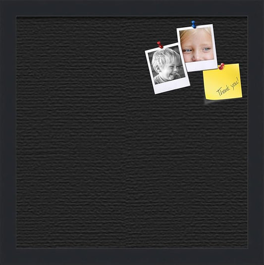 PinPix 14x14 Inch Cork Bulletin Board. This Decorative Framed Pin Board Comes with Solid Black Design and a Satin Black Frame. Ideal for Home Office Decor or Message Board (PinPix-622)-DeskLoop Office
