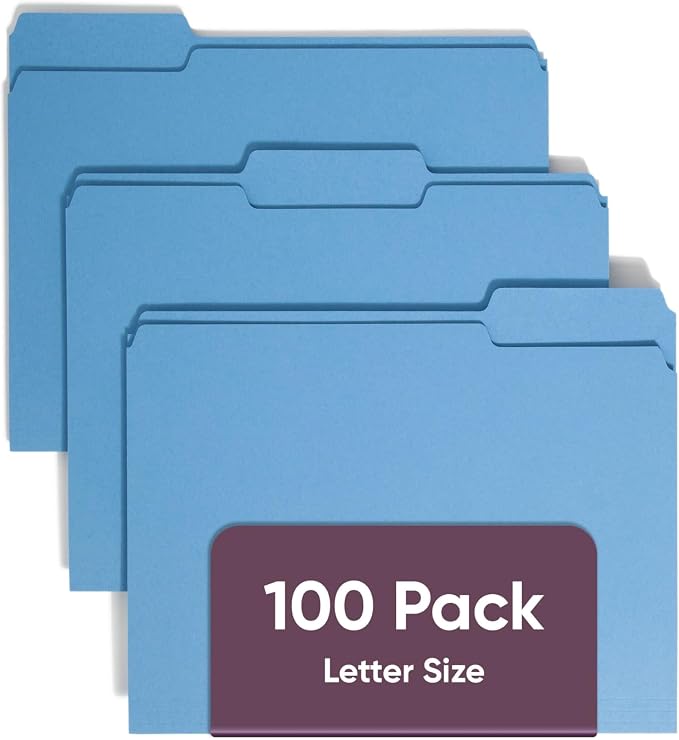 Smead Blue File Folders for Documents, by SMEAD