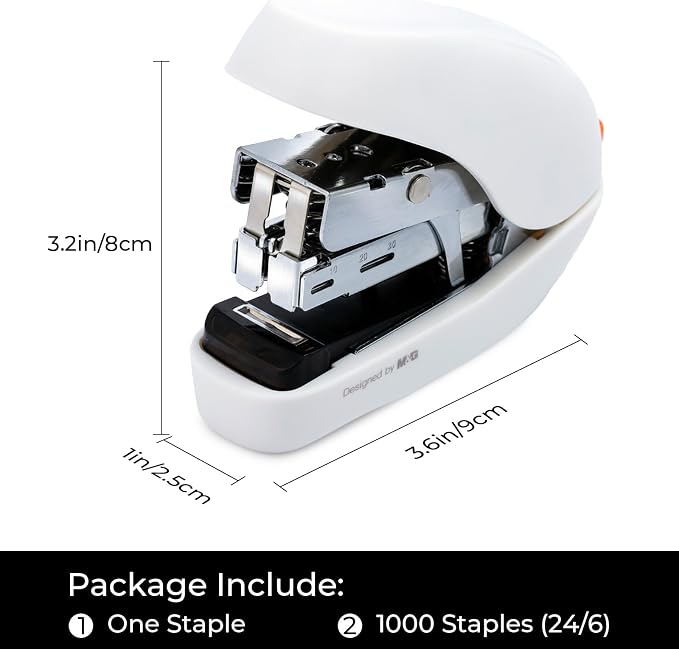 M&G Mini Stapler with Staples, Small White Effortless Stapler Set, 20 Sheet - Image 3