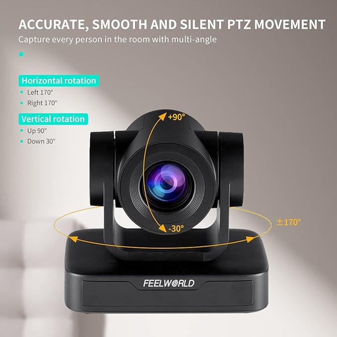 FEELWORLD USB10X USB PTZ Video Conference Camera with 10X Optical Zoom 1080P for Live Streaming Church Business Education Medical Conference Room Camera System-DeskLoop Office