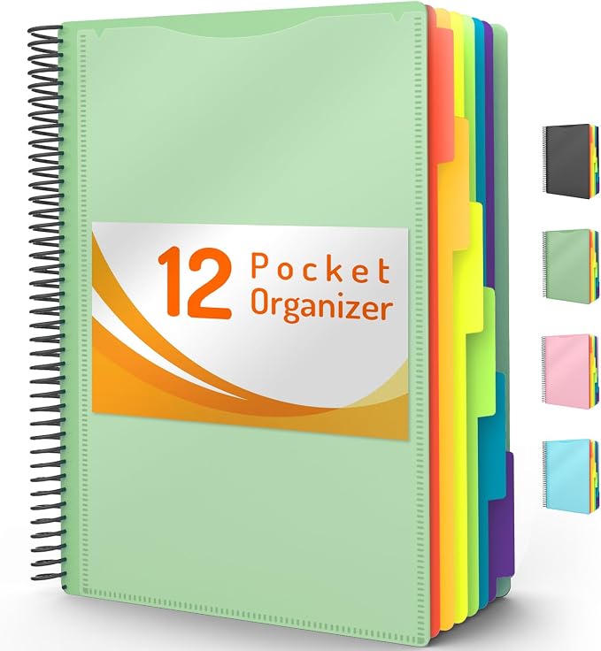 Forvencer 12 Pocket Project Organizer, 1/6-cut Tab Binder Organizer by Forvencer