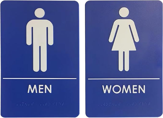 USA Made - Men's and Women's Restroom Signs ADA-Compliant Bathroom Door Signs by RockRidge