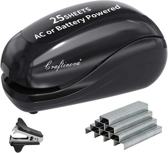 Electric Stapler, Including 2000 Staples and 1 Staple Remover, Suitable by Craftinova