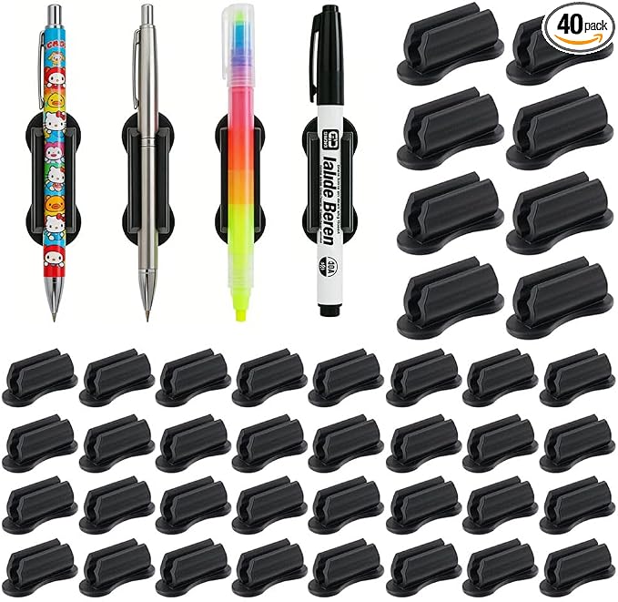 40 PCS Adhesive Pencil Holders for Desk, Flexible Pen Holder by Unknown