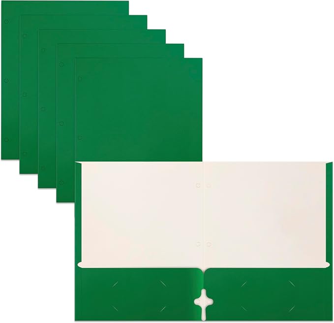 Better Office Products Green Folders, 50 Pack Letter Size Pocket Folders by BetterOfficeProducts