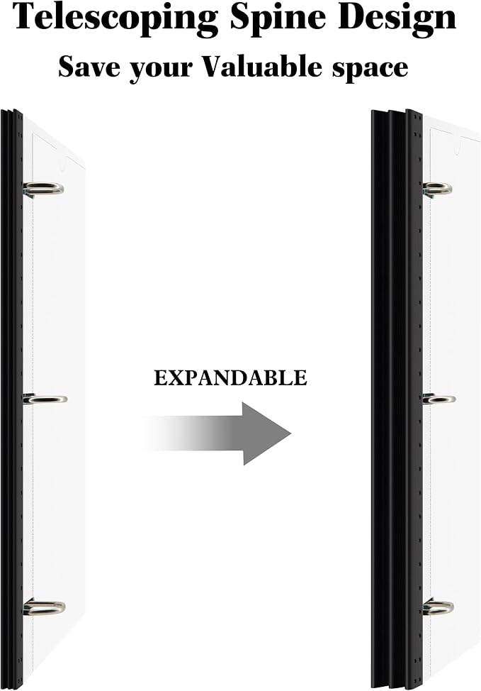 INFUN 1 Inch 3-Ring Telescoping Project Organizer Binder, 13 Pocket, - Image 3