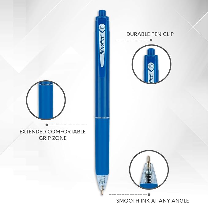 FLEXOFFICE 10-Count Retractable Ballpoint Pens, Medium Point 1.0mm, Pastel - Image 3