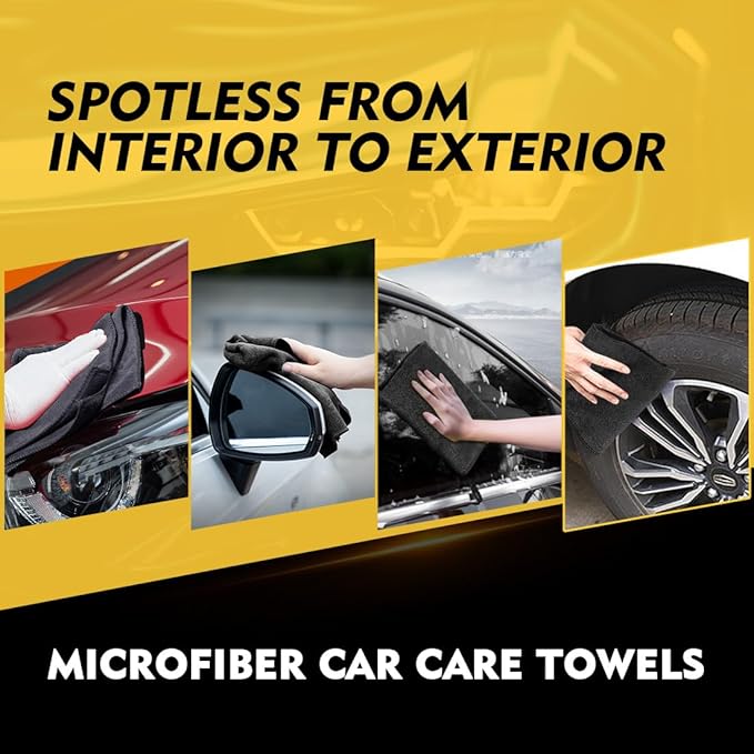 HOMEXCEL Microfiber Cleaning Cloths 12 Pack, Premium 16 x 16 inch Microfiber Towel for Cars, Ultra Absorbent Car Washing Cloth, Lint Free Streak Free Wash Cloths for Car, Kitchen, and Window, Black-DeskLoop Office