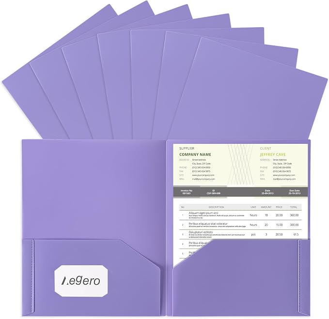 Aegero Plastic Folders with Pockets, Durable Heavy Duty File Folders with by Unknown