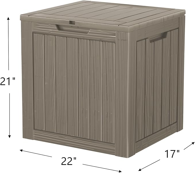 35 Gallon Lockable Resin Deck Box, Waterproof & UV-Resistant Outdoor Storage Box for Outdoor Cushion Storage, Garden Tools & Pool Accessories Storage, Gray-DeskLoop Office