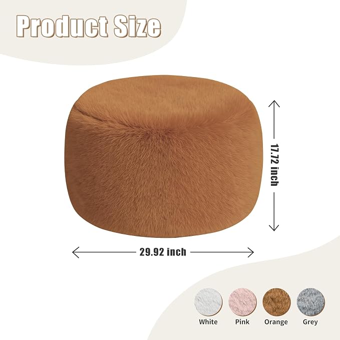 Gericco Round Pouf Ottoman Foot Rest, 29 X 18Inch Floor Poufs Footstool - Image 2