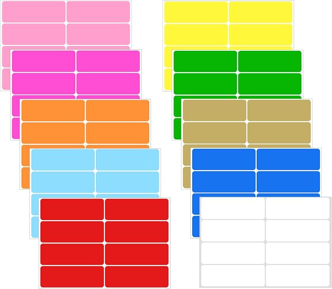 Ououstate 480 Pcs Removable Colored Label Sticker, 3 x 1 Inch Blank Rectangle by Ouzoustate