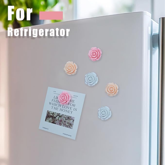 15 pcs - Cute Flower Magnets - Pink Rose Magnets - Image 2