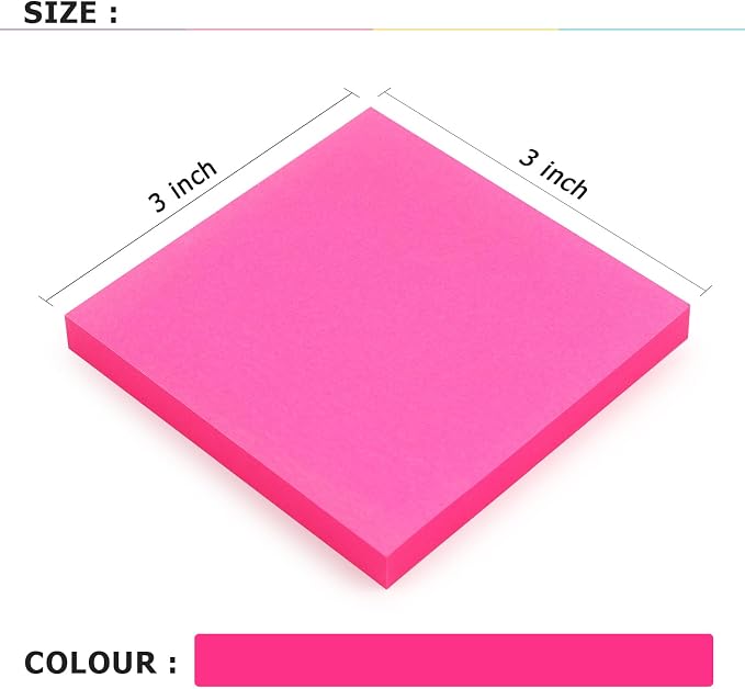 Sticky Notes 3x3 Self-Stick Notes Bright Colors Sticky Notes 8 Pads 80 Sheet/Pad - Image 3