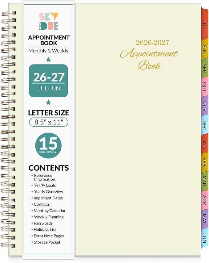 SKYDUE Appointment Book 2026-2027, Academic Hourly Planner from July 2026 by SKYDUE