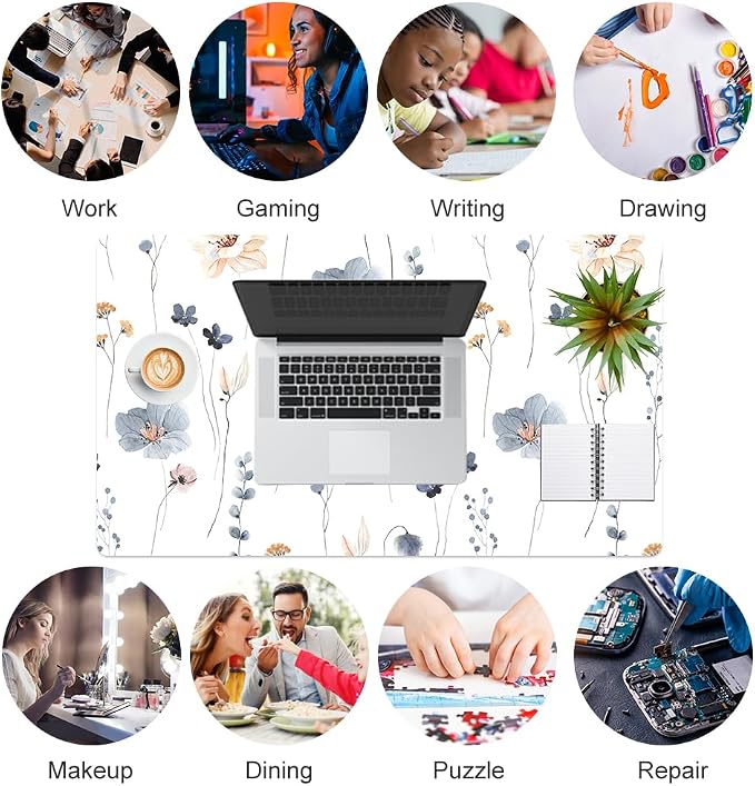 QIYI Large Mouse Pad, Floral Desk Mat - Image 5