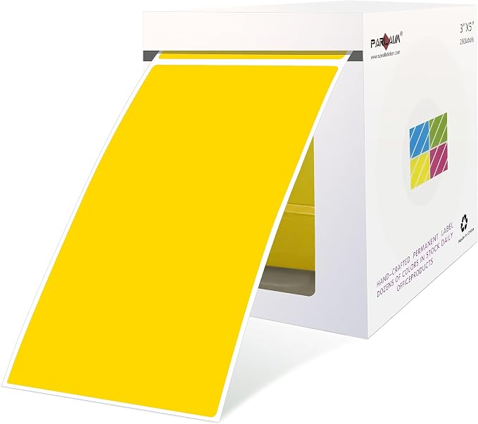 PARLAIM Large 3 X 5 inch Square Color-Coding Stickers, Rectangular Yellow Color by PARLAIM