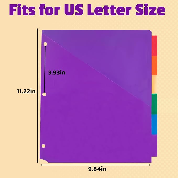 Binder Dividers with Tabs and Pockets, Letter Size - Image 4