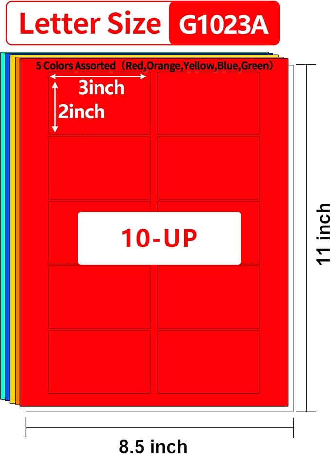 Gemsroyal Colored Labels Printable 2"×3", Neon Moving Label Stickers - Image 2