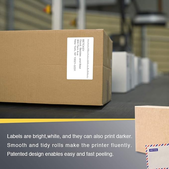 BETCKEY - 4" x 2.5" (102 mm x 64 mm) Shipping & Multipurpose Labels Compatible with Zebra & Rollo Label Printer,Premium Adhesive & Perforated [1 Rolls, 620 Labels]-DeskLoop Office