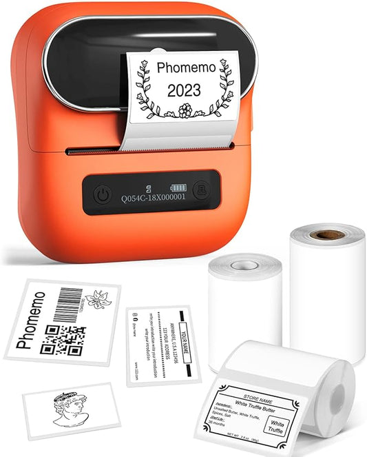 Phomemo M220 Label Maker, New Flagship Barcode Printer, 3.14 '' Bluetooth Thermal Label Printer, for Address, Mailing, Files,Small Printer Compatible with Android, iOS,with 3 Label, 80mm-DeskLoop Office