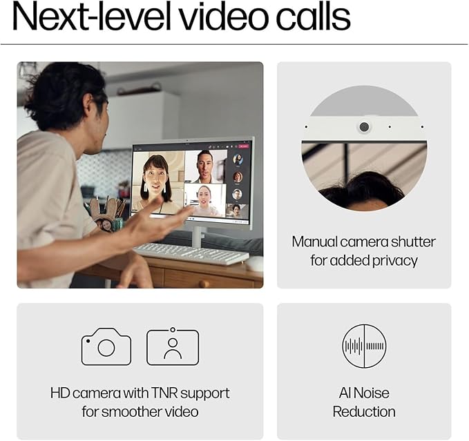 HP 2025 New 22 Inch All-in-One Desktop Computer • 8GB RAM • 128GB PCIe SSD • Intel CPU • Ultra-Quiet Design • Microsoft Office Trial • Wi-Fi 6 • White KB & Mouse • WOWPC Recovery USB • Windows 11-DeskLoop Office