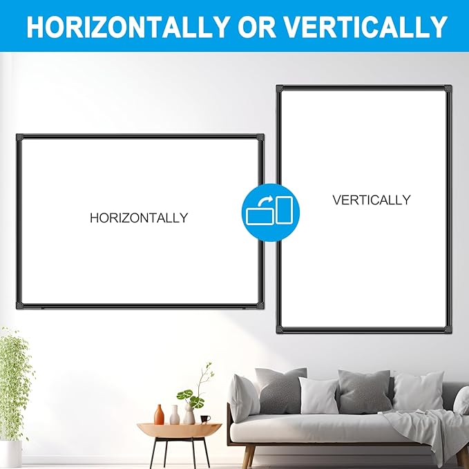H-Qprobd 40"x30" Magnetic White Board Dry Erase Wall Mount Whiteboard - Office Home Classrooms White Board Hanging Writing Board with Black Aluminum Frame-DeskLoop Office