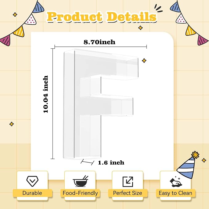 Ledido 10’’ Acrylic Letter Charcuterie Board Box, Reusable Fillable Serving Tray - Image 3