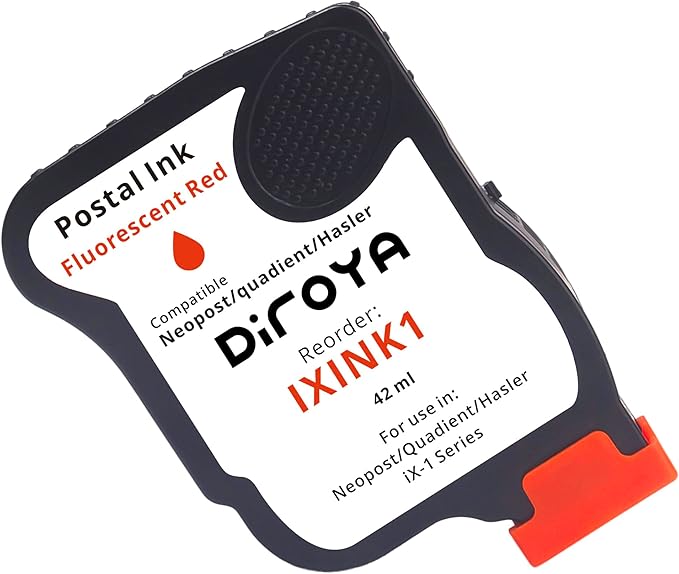 IXINK1 Ink Cartridge High Yield Replacement for Neopost Quadient Hasler iX-1 Series Franking Machine A0146668 Fluorescent Red Postage Meter Ink-DeskLoop Office