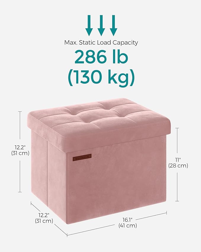 SONGMICS Storage Ottoman, Foldable Small Ottoman Foot Rest, 12.2 x 16.1 Inches - Image 2