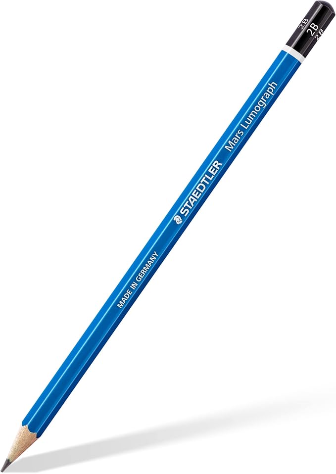 STAEDTLER Mars Lumograph Graphite Artist Sketch Set, 6 Degrees (6B, 4B, 2B, B, HB, 2H), Mini Mars Plastic Eraser, Metal Sharpener 61 100C8LU