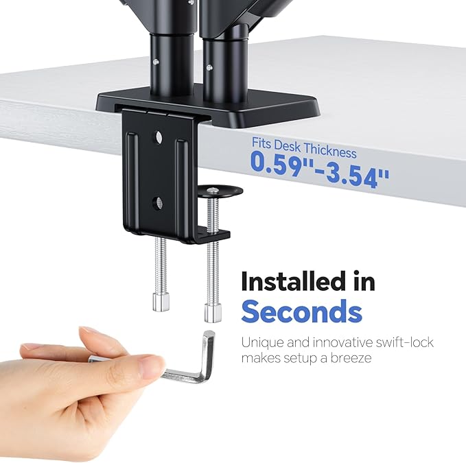 Dual Monitor Mount for Desk, Adjustable Monitor Desk Mount Swivel Vesa Bracket with C Clamp, Computer Monitor Arm Up to 32 Inches, Black-DeskLoop Office
