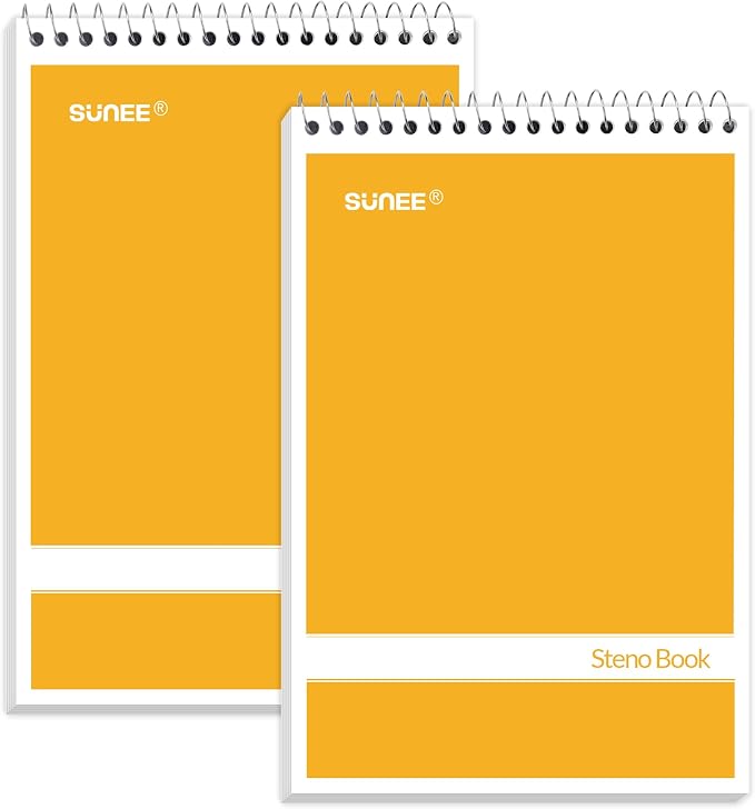 SUNEE 2 Pack Steno Pads 6x9, Gregg Rule, 60 Sheets, Spiral Notebook 6x9 by SUNEE