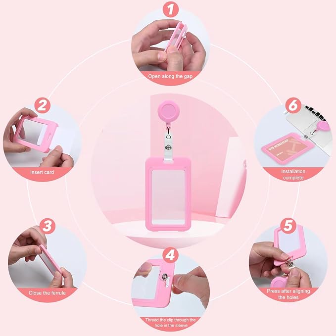 Pink Clear Double Sided Visualization Window Vertical Badge Holders - Image 3