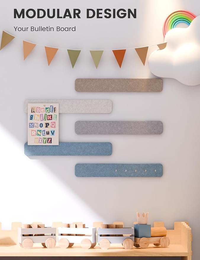 Fluxynara Cork Board Alternative Felt Strip Board 5-Pack 13"x2", Office Pin - Image 5