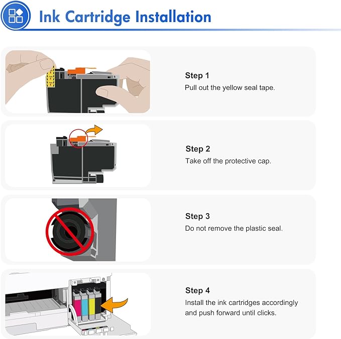 LC404XL LC404 Ink Cartridges for Brother Printer 404XL LC 404 XL for MFC-J1205W MFC-J1215W MFC J1205W J1215W - 4 Pack High Yields Black Cyan Magenta Yellow-DeskLoop Office