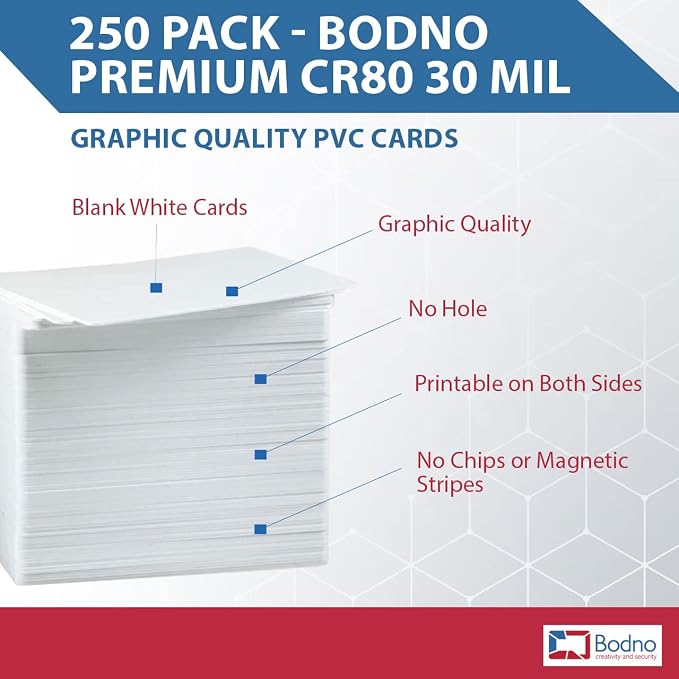 250 Pack - Bodno Premium CR80 30 Mil Graphic Quality PVC Cards - Image 2