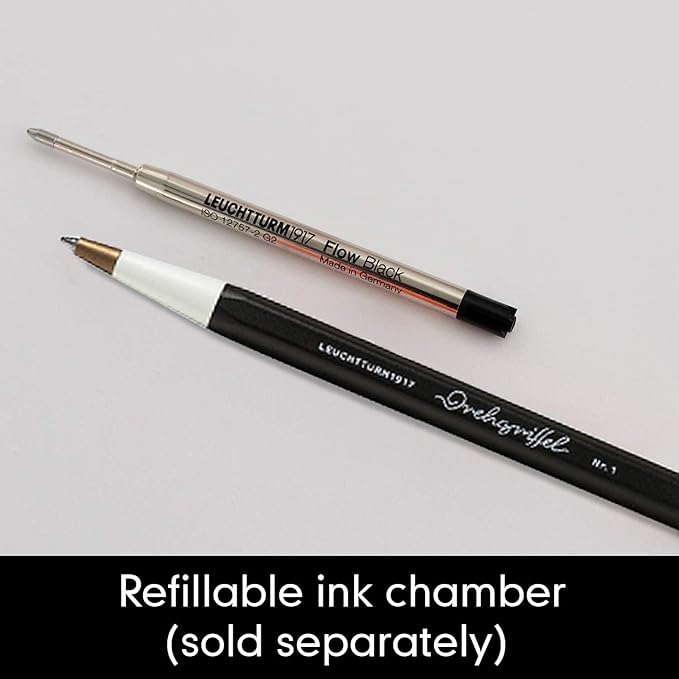 LEUCHTTURM1917 - Drehgriffel Writing Pen (Black) - Ballpoint Pen with Royal Blue Ink Included