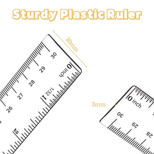 Plastic Ruler, 12 Inch Clear Plastic Ruler, Centimeter, Millimeter and Inches - Image 4